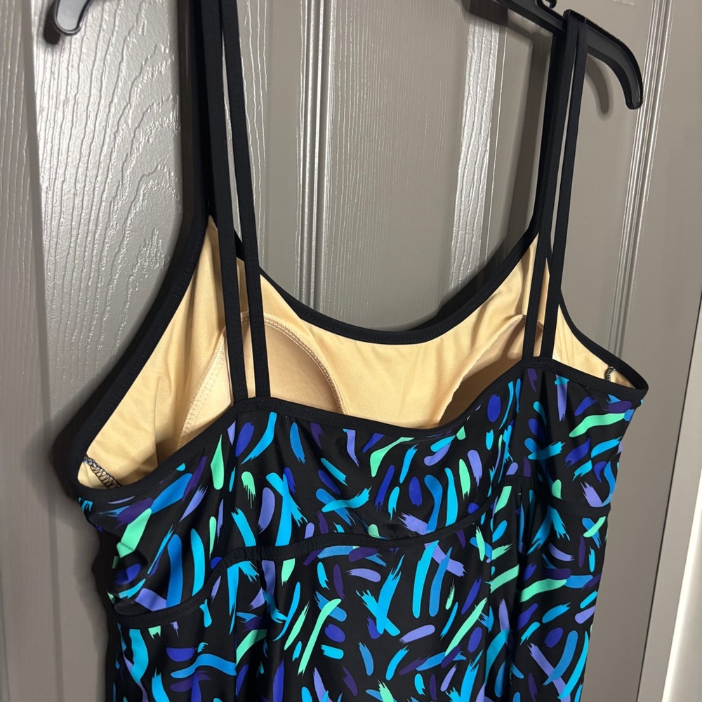 Beach Belle Swim Dress One Piece Plus Size 24 Black Multi - Picture 5 of 13